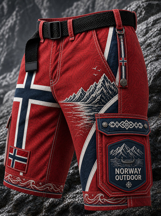 Lässige Cargohose im Vintage-Stil mit norwegischem Wikinger‑ bzw. nordischer Kunst-Print