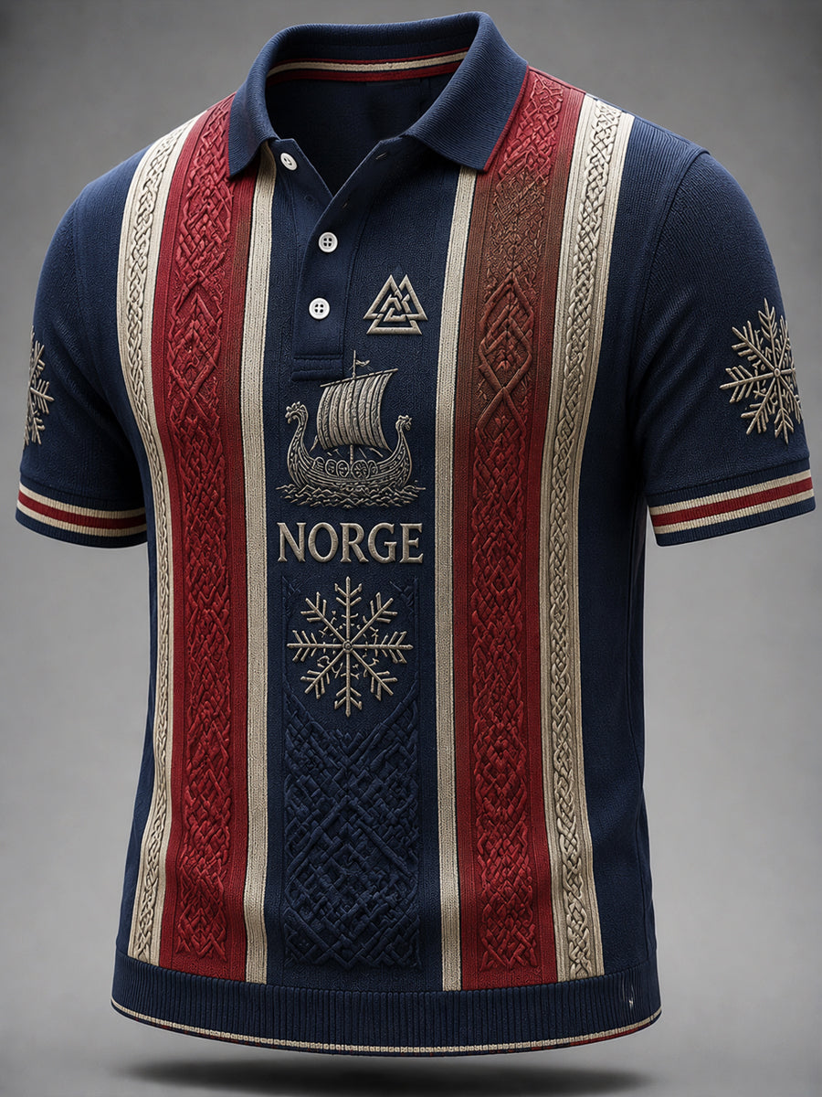 Retro norwegisches Schiff Viking Totem Polo-Shirt