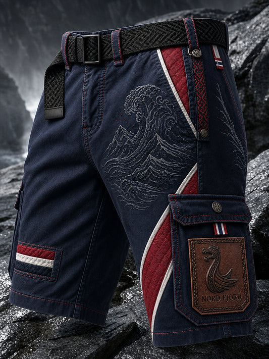 Lässige Cargohose im Vintage-Stil mit norwegischem Wikinger‑ bzw. nordischer Kunst-Print