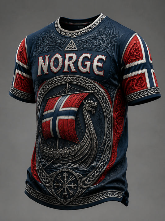 Vintage norwegisches "Vorwärts" Patchwork lässig T-Shirt