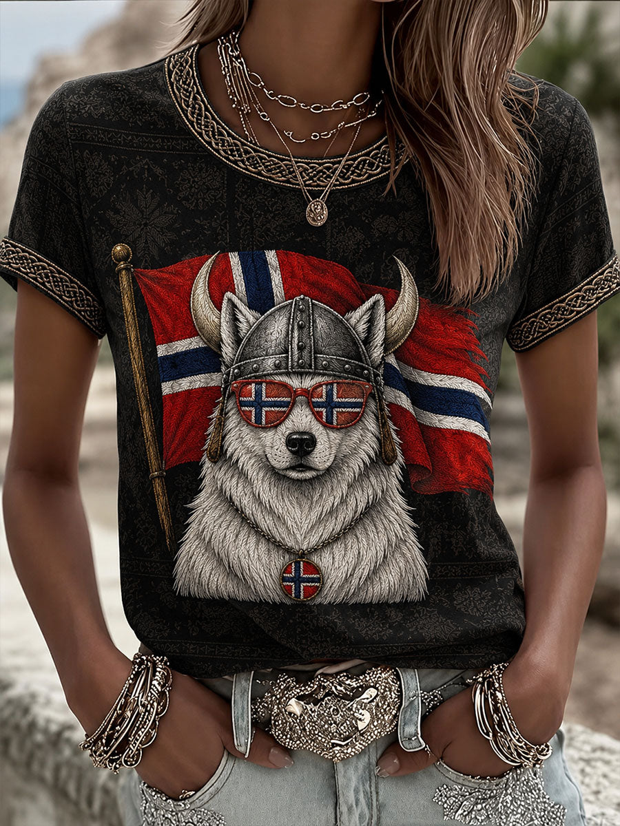 Kurzärmliges T-Shirt für Damen Norge Dog