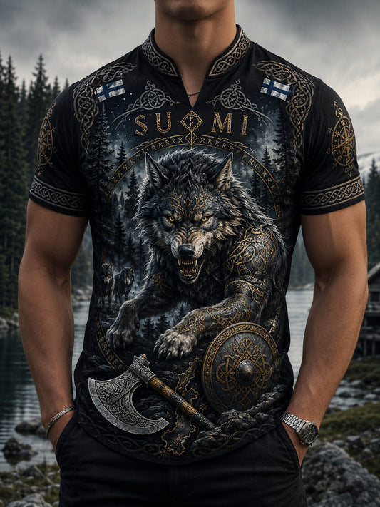 Finnischer Wikinger-Patriotischer Kunstdruck für Männer T-Shirt
