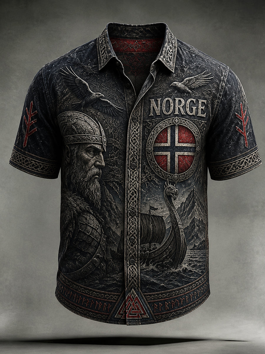 Lässiges Hemd im Retro-Stil der norwegischen Wikinger