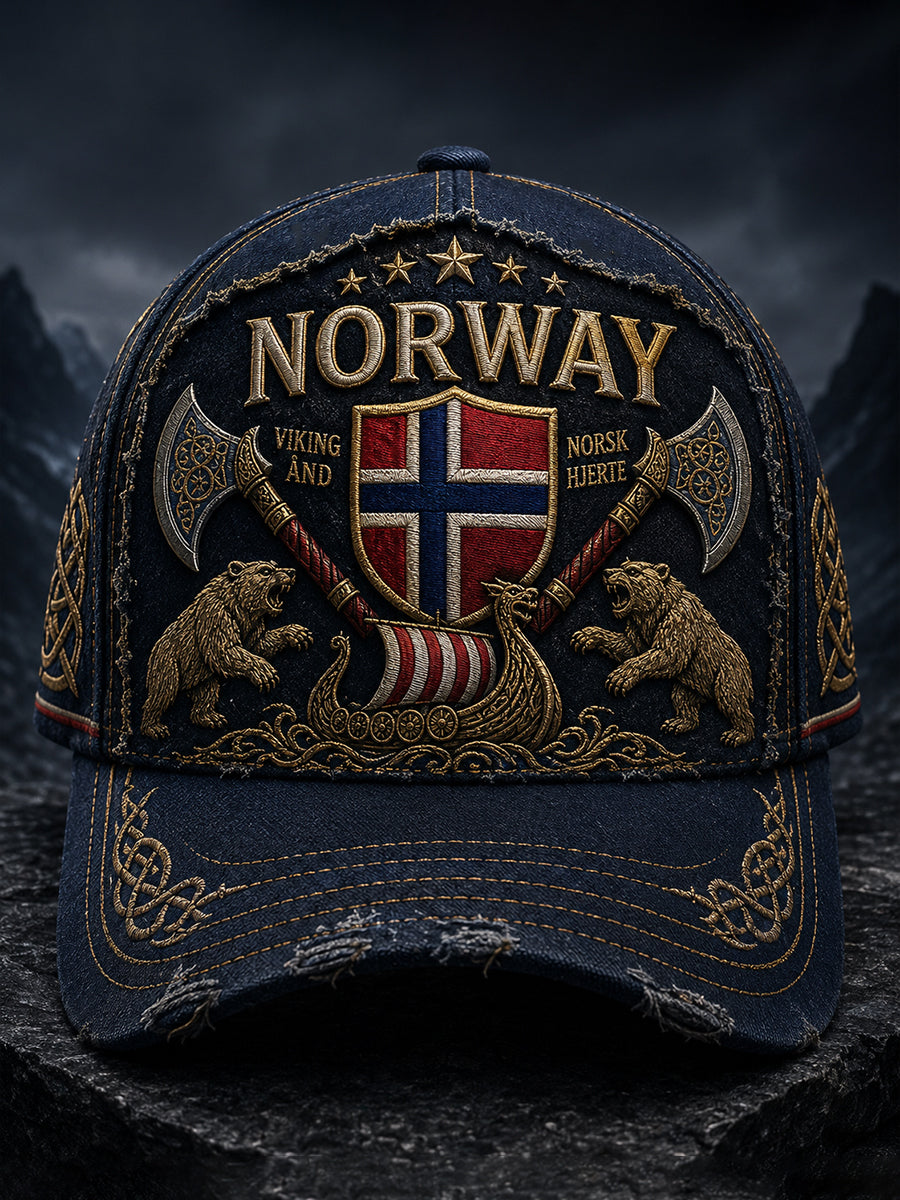 Unisex-Kunstdruck-Hut im norwegisch-vikingischen Patriotik-Design