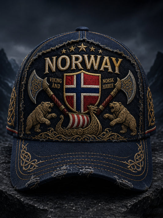Unisex-Kunstdruck-Hut im norwegisch-vikingischen Patriotik-Design