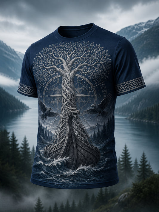 Herren-T-Shirt mit finnischem Wikingerstil und patriotischer Kunstgrafik