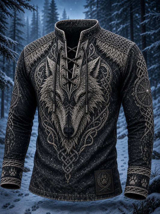 Casual Top im Vintage-Stil mit Viking Norse Kunstdruck
