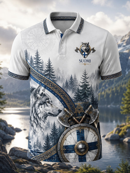 Finnischer Viking Patriotischer Kunstdruck Polo für Männer
