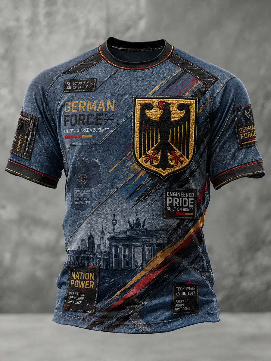 Herren-Raglan-T-Shirt im Vintage-Stil mit kurzen Ärmeln und Adler-Print