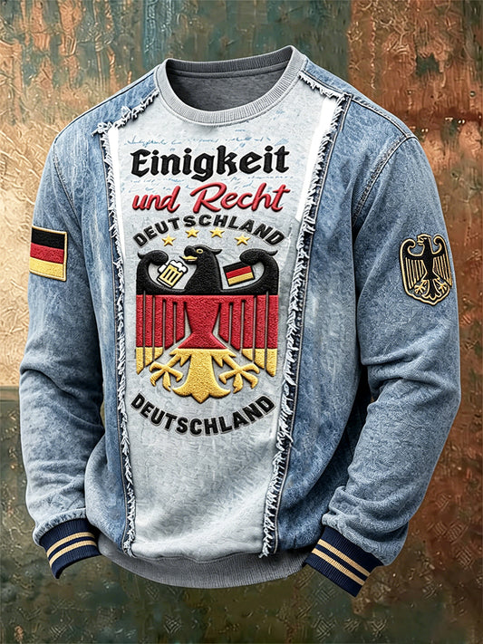 Herren-Fußball-T-Shirt im Patchwork-Style mit Langarm und lässigem Druck