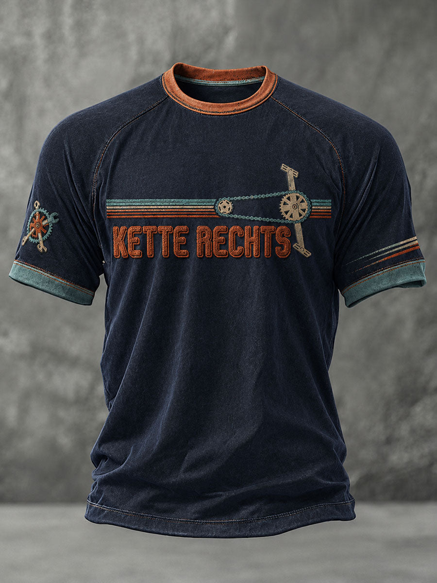 Herren-T-Shirt KETTE RECHTS mit kurzen Ärmeln
