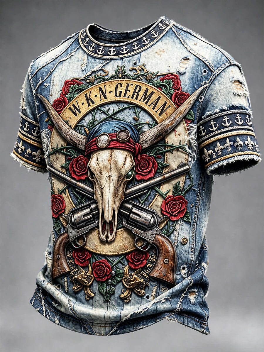 Herren-T-Shirt im lässigen Stil mit 3D-Panel-Druck zum Wacken Open Air in Deutschland