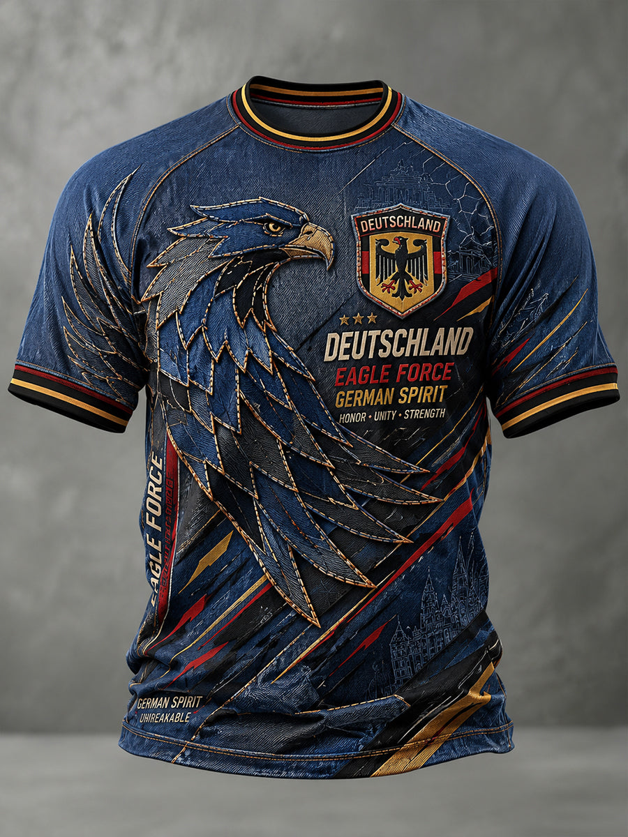Herren-Raglan-T-Shirt im Vintage-Stil mit kurzen Ärmeln und Adler-Print