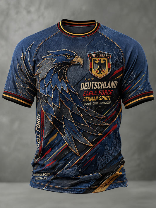 Herren-Raglan-T-Shirt im Vintage-Stil mit kurzen Ärmeln und Adler-Print