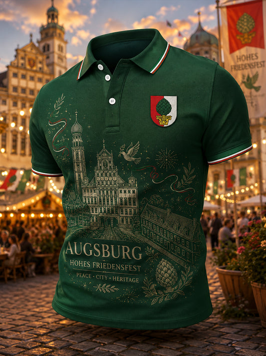 Kurzarm-Polos hirt für Herren mit Peace Festival-inspirierten Print