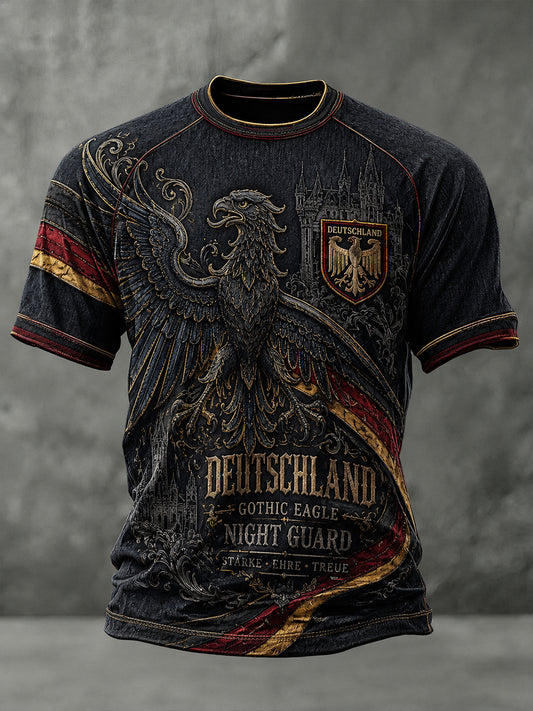 Herren-Raglan-T-Shirt im Vintage-Stil mit kurzen Ärmeln und Adler-Print