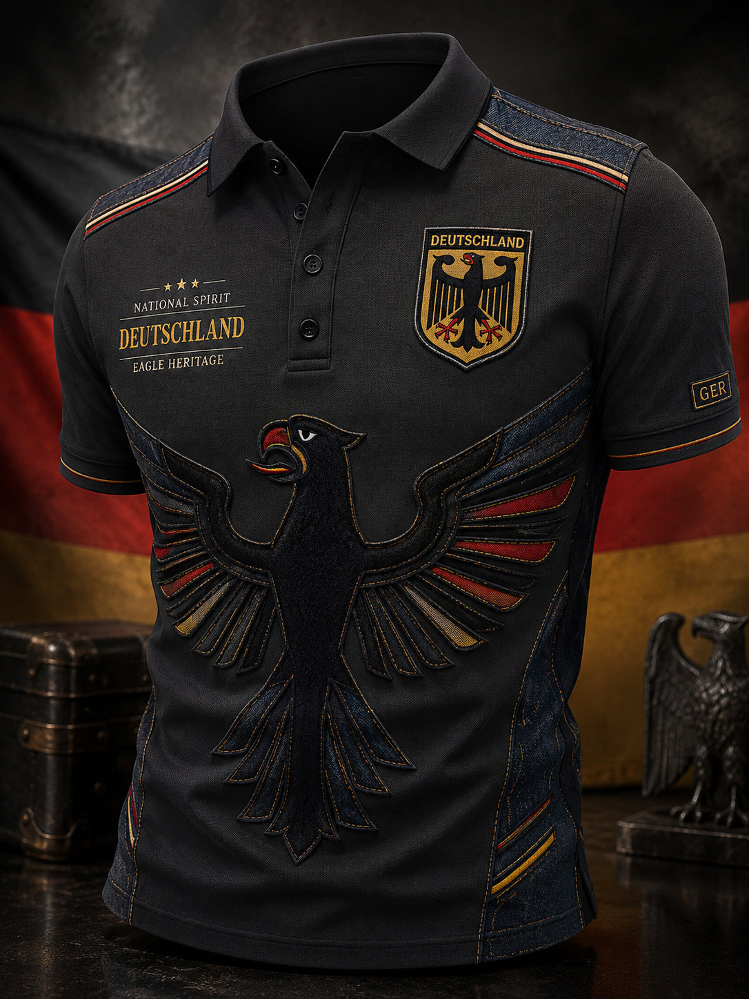 Herren-Poloshirt mit kurzen Ärmeln und Adlermotiv