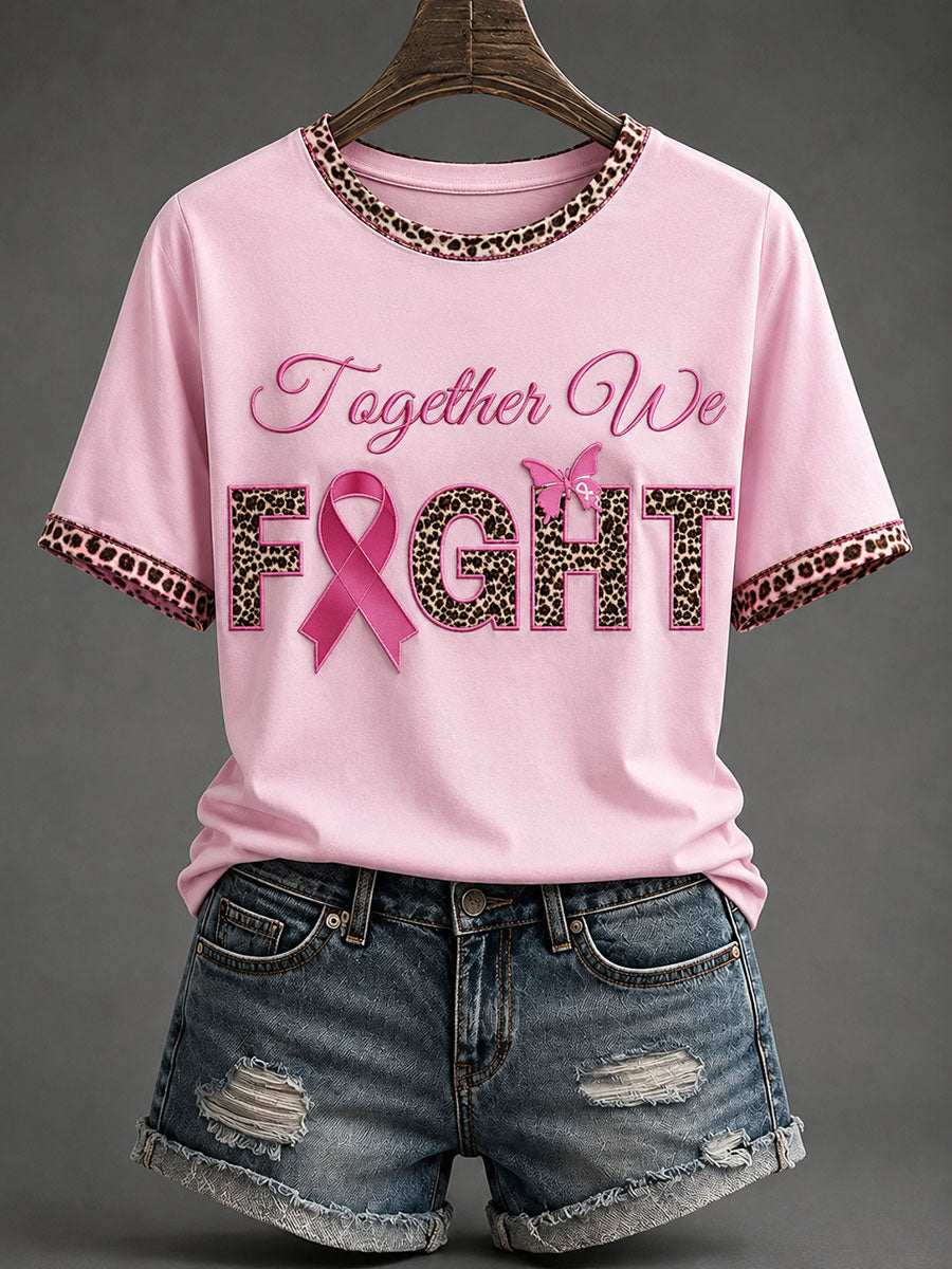 Frauen "Gemeinsam kämpfen wir" Pink Ribbon Brustkrebs Bewusstsein T-Shirt