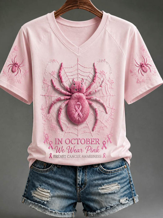 Damen-V-Ausschnitt-Off‑Shoulder‑T‑Shirt mit kurzen Ärmeln