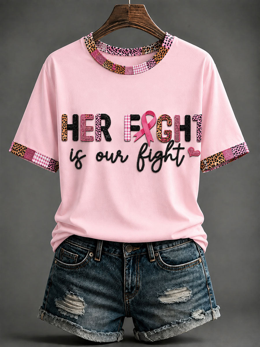 Frauen "Ihr Kampf ist unser Kampf" Pink Ribbon Breast Cancer Awareness T-Shirt