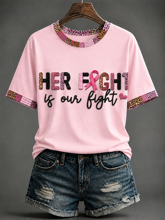 Frauen "Ihr Kampf ist unser Kampf" Pink Ribbon Breast Cancer Awareness T-Shirt