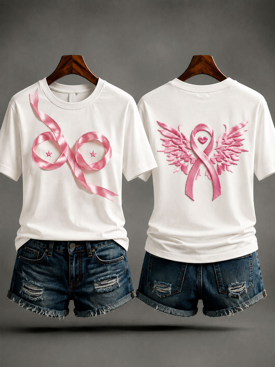 Frauen kreatives rosa Band Brustkrebs Bewusstsein T-Shirt