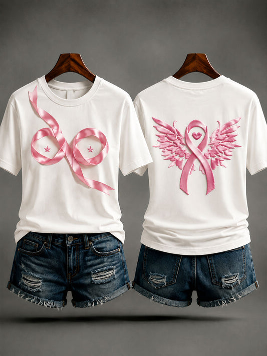 Frauen kreatives rosa Band Brustkrebs Bewusstsein T-Shirt