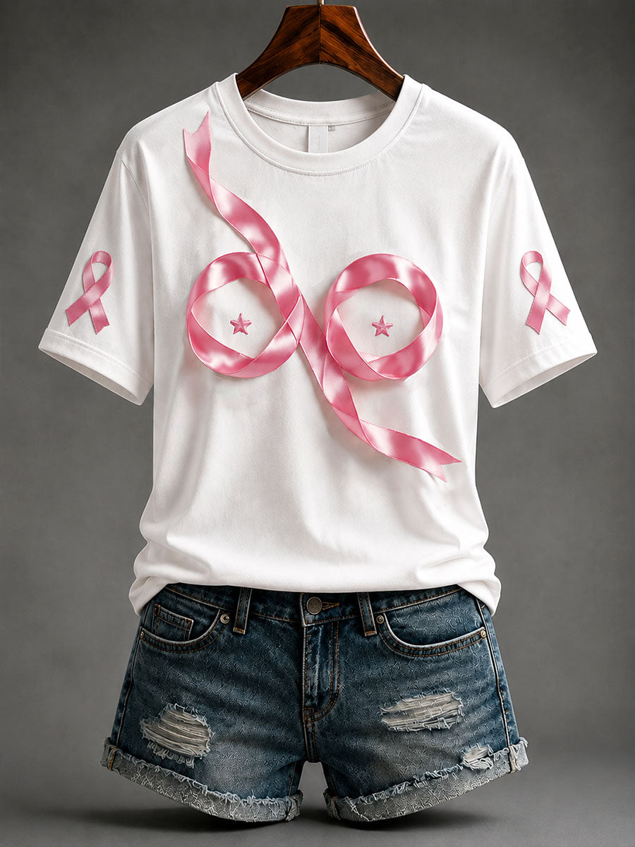 Frauen kreatives rosa Band Brustkrebs Bewusstsein T-Shirt