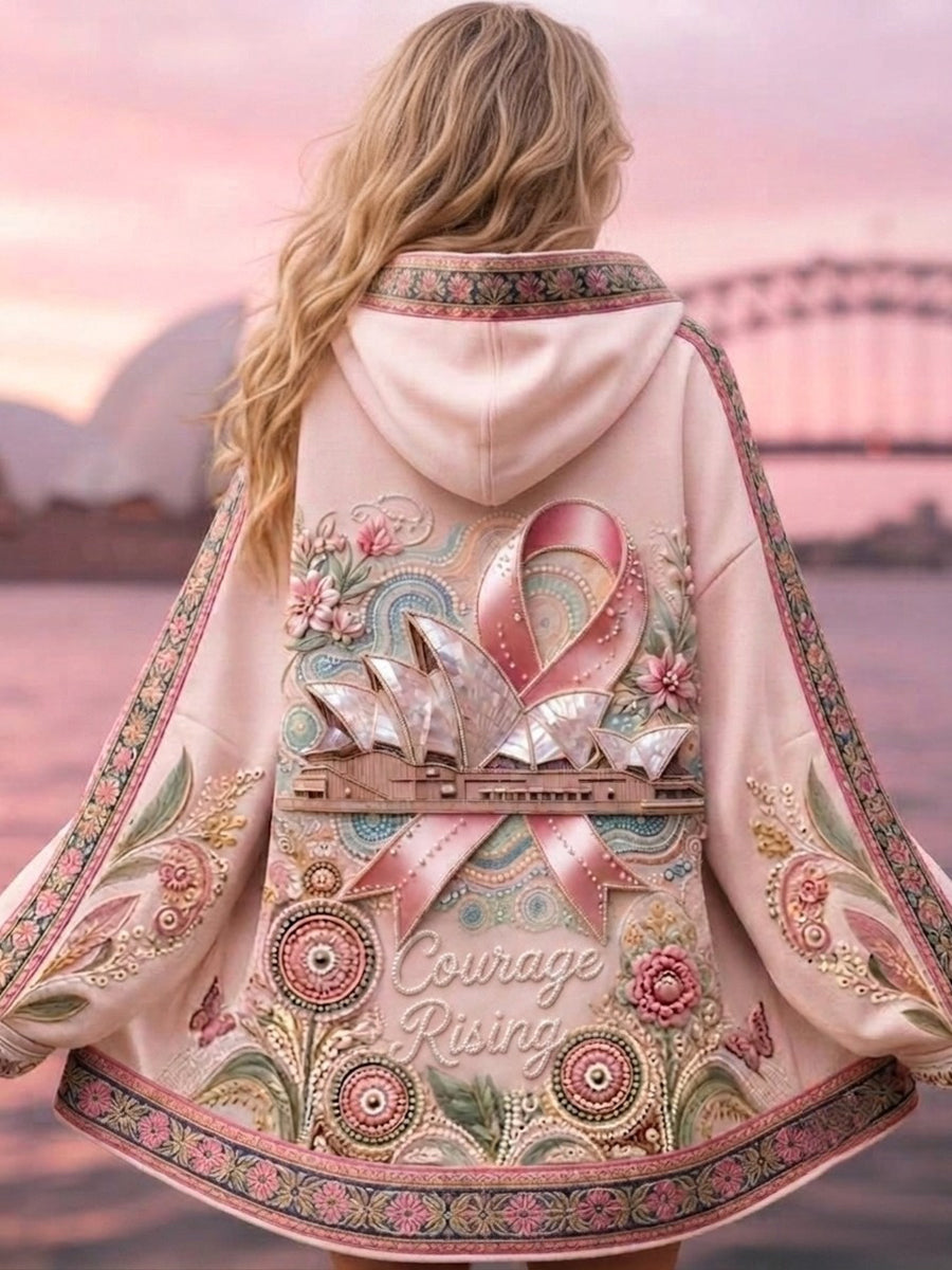 Australischer Brustkrebsbewusstseins-Kapuzenpullover mit Reißverschluss für Damen