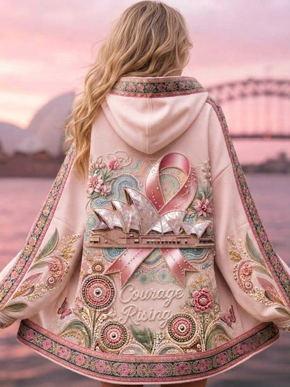Australischer Brustkrebsbewusstseins-Kapuzenpullover mit Reißverschluss für Damen