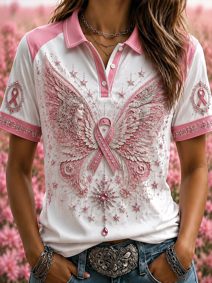 Frauen Rosa Hoffnung Bewusstsein Polo-Shirt