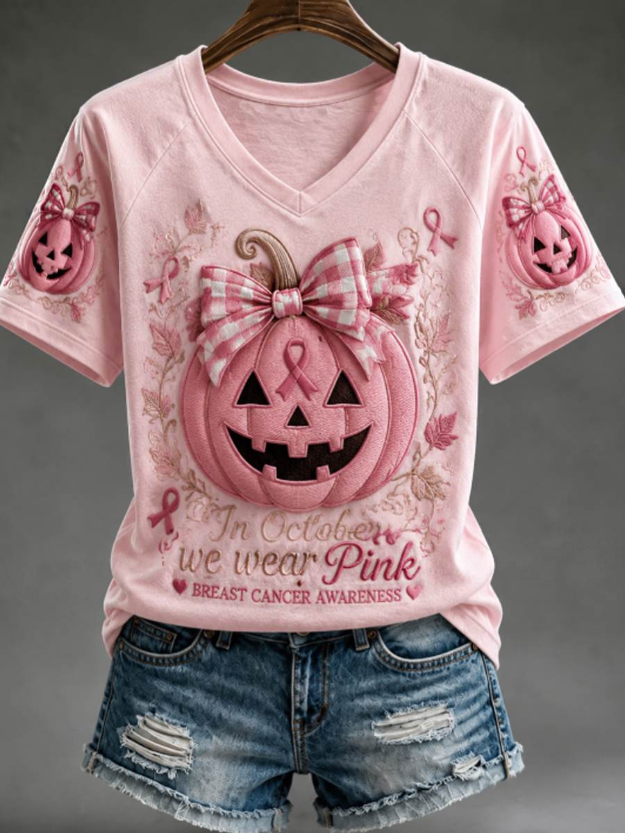 Damen-V-Ausschnitt-Off‑Shoulder‑T‑Shirt mit kurzen Ärmeln