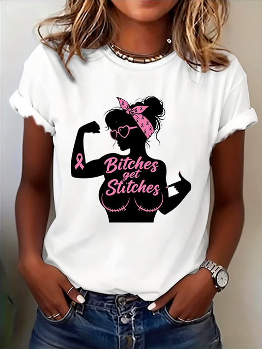 Damen-Kurzarm-T-Shirt mit lässiger Print