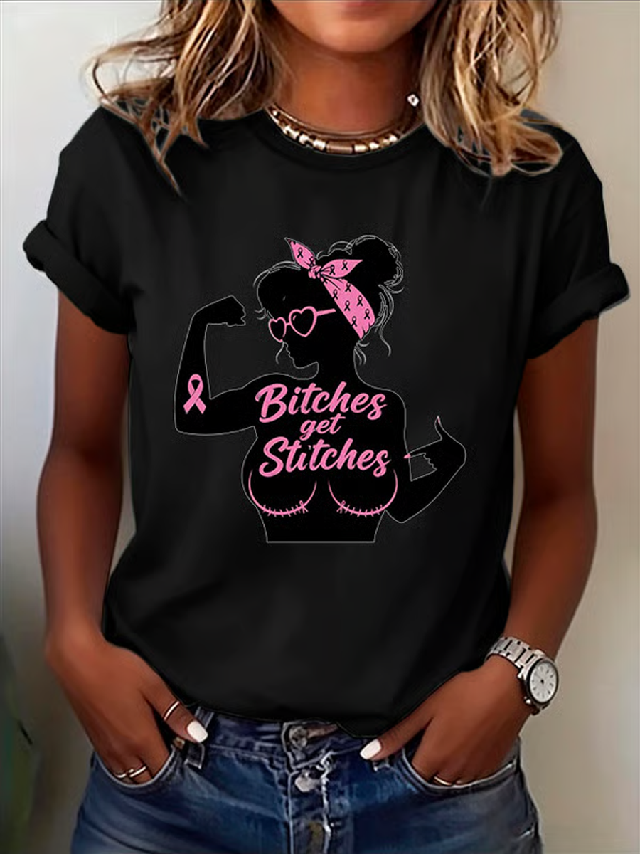 Damen-Kurzarm-T-Shirt mit lässiger Print