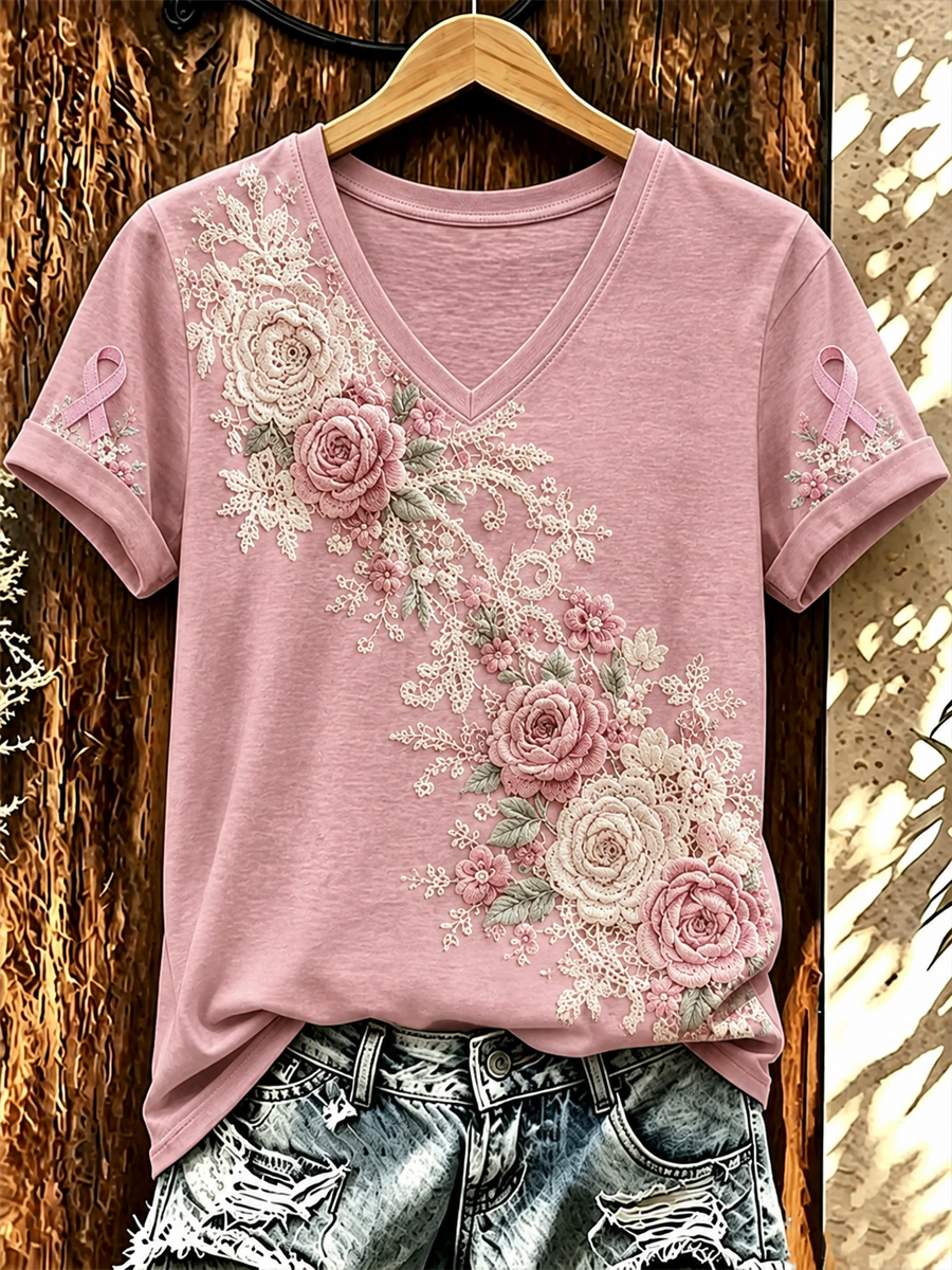 Damen-Lässiges bedrucktes Kurzarm-T-Shirt