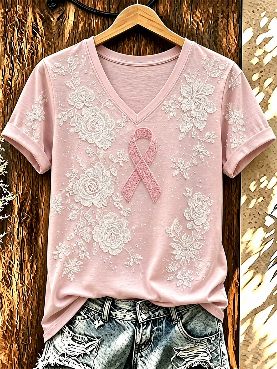 Damen-Lässiges bedrucktes Kurzarm-T-Shirt