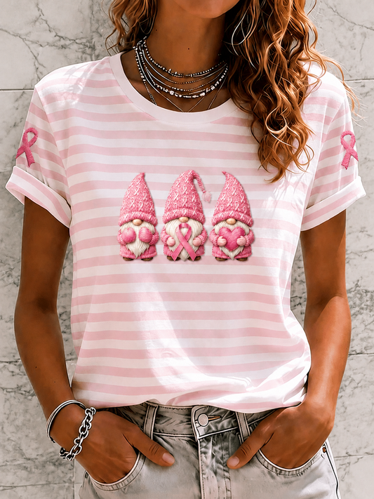 Damen-T-Shirt mit Kurzärmeln zum Thema Brustkrebs
