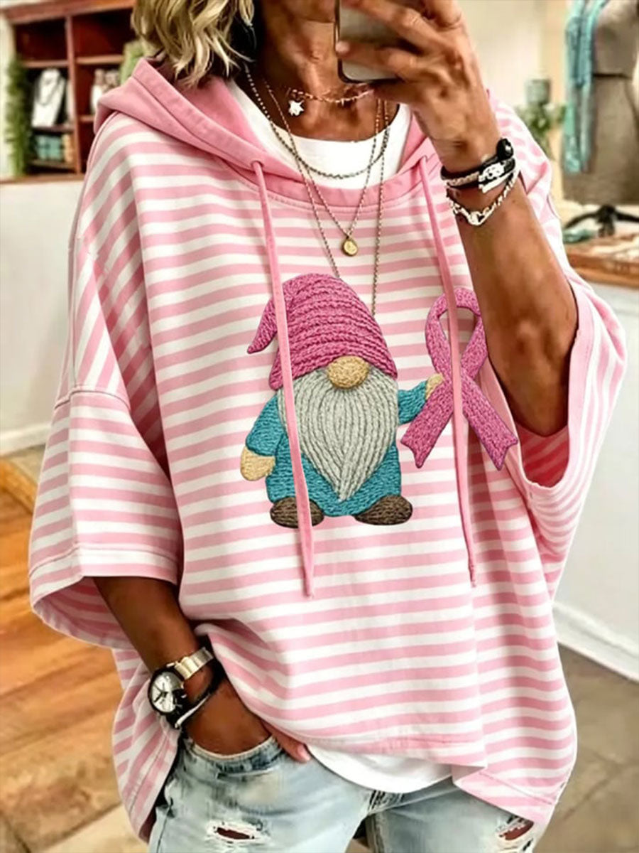 Frauen Brustkrebs Bewusstsein Rosa Hut Gnome Hang Schuss Kurzarm T-Shirt