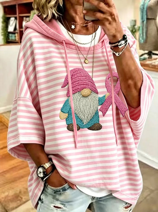 Frauen Brustkrebs Bewusstsein Rosa Hut Gnome Hang Schuss Kurzarm T-Shirt