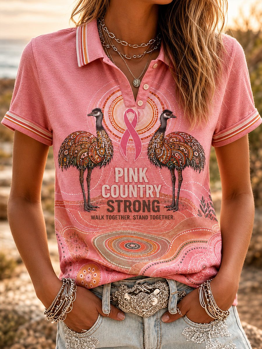 Damen-Australien-Rosa Kunst-Brustkrebsbewusstseins-Print-Lässige Oberteile