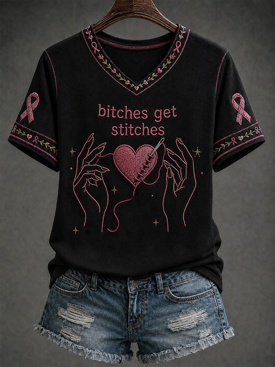 Damen Hündinnen bekommen Stiche Kurzarm T-Shirt