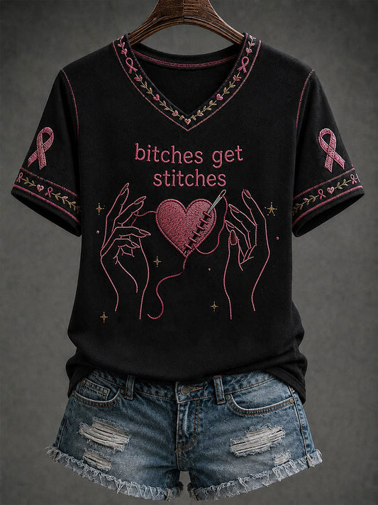 Damen Hündinnen bekommen Stiche Kurzarm T-Shirt