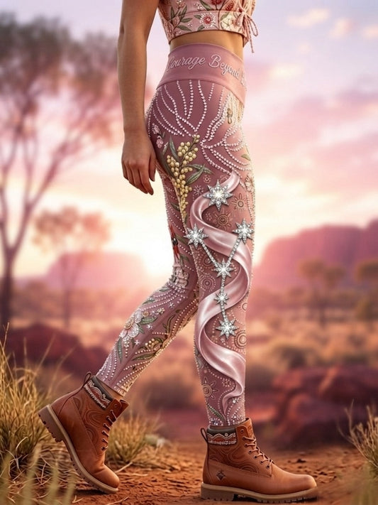 Australische Brust-Krebs-Bewusstsein-Kunst-Sport-Stretch-Leggings für Frauen