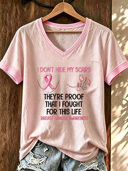 Kurz ärmel iges T-Shirt für Damen, das ich nicht meine Narben ver heimliche