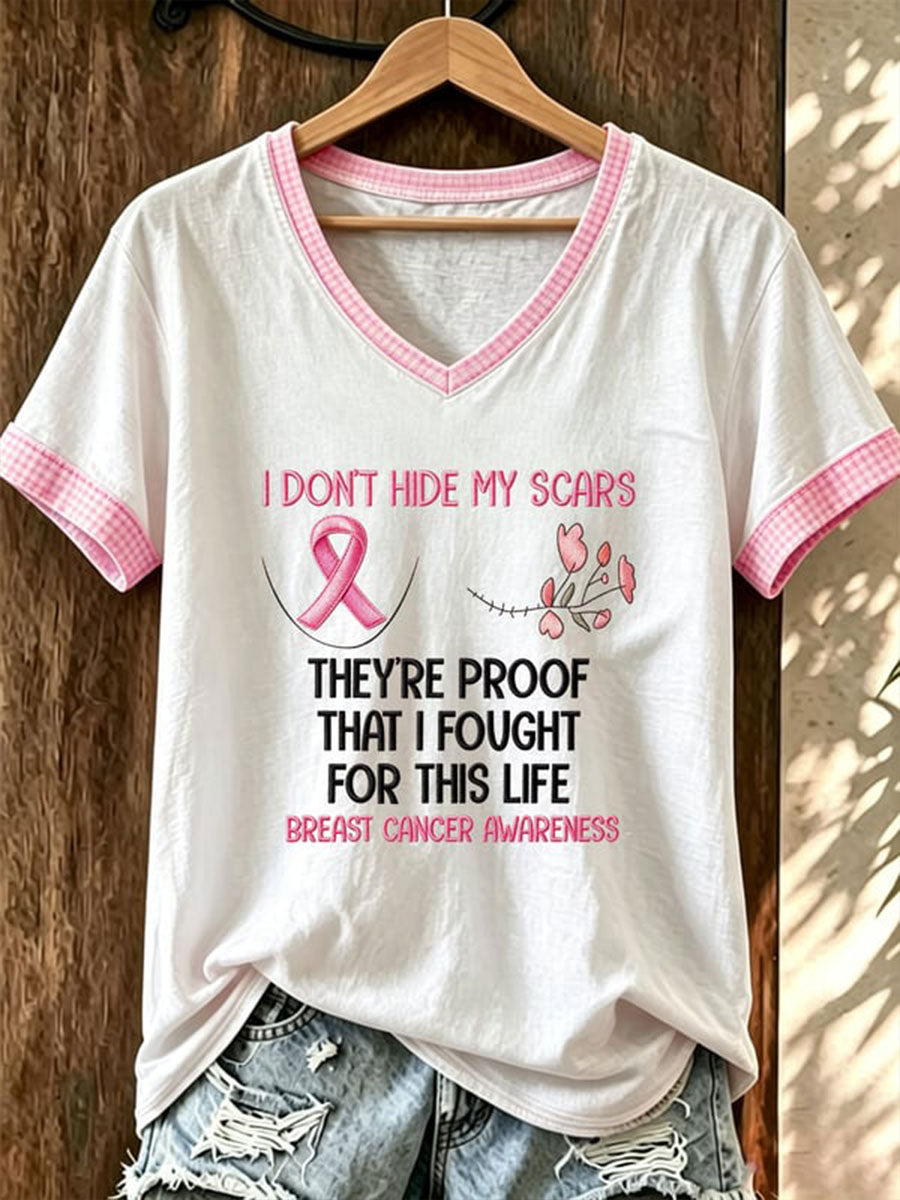 Kurz ärmel iges T-Shirt für Damen, das ich nicht meine Narben ver heimliche
