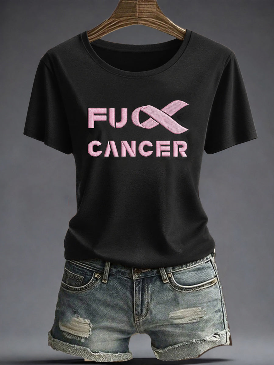 Bedrucktes T-Shirt für Frauen „ Fuck Cancer“