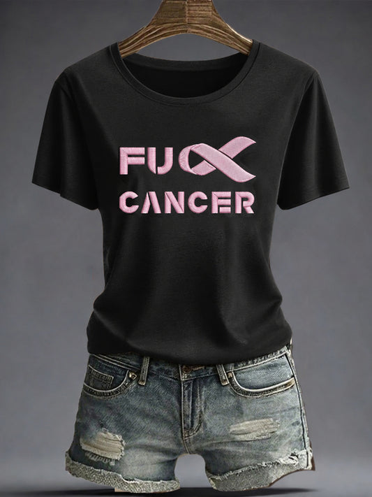 Bedrucktes T-Shirt für Frauen „ Fuck Cancer“