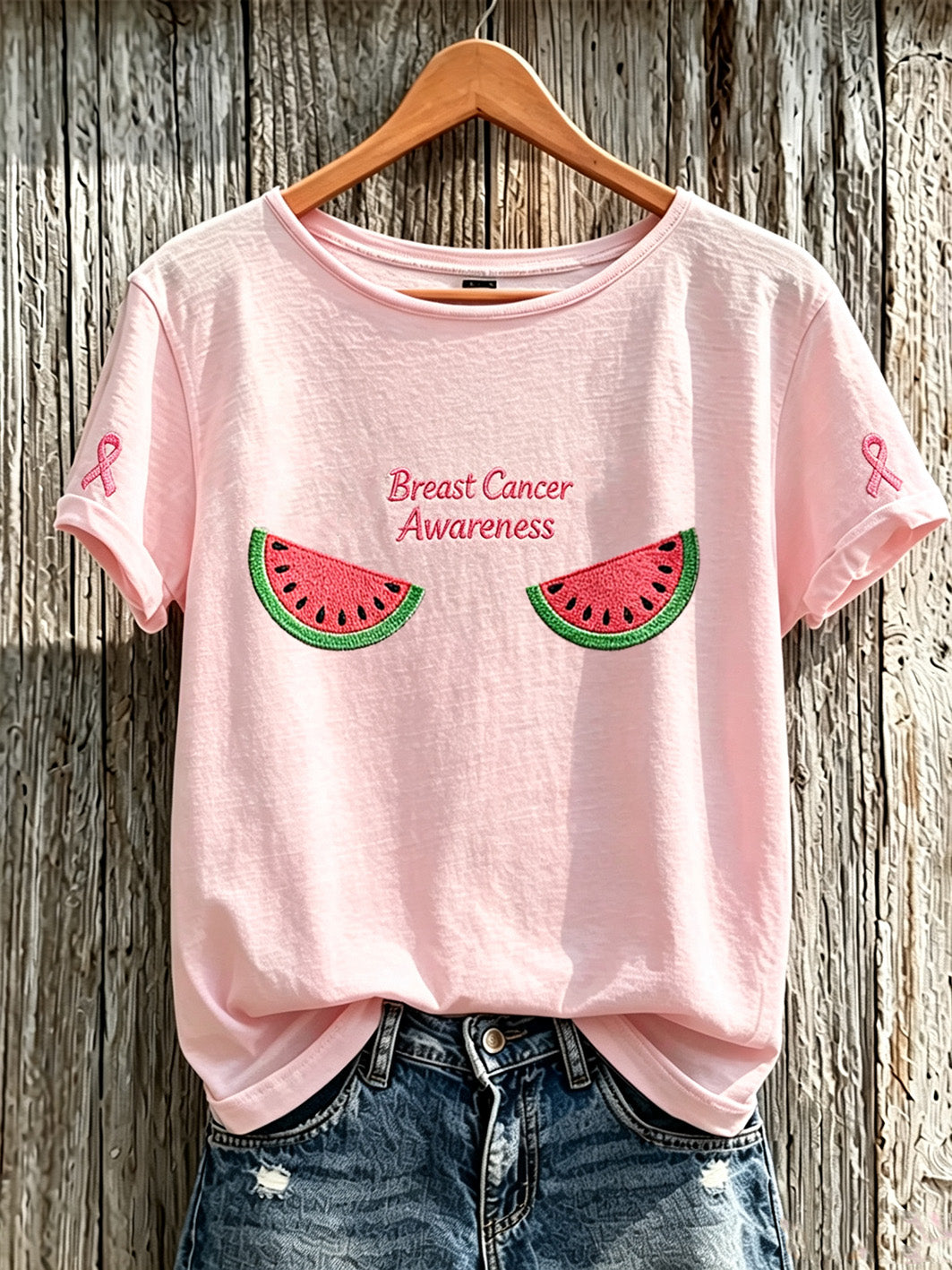 Frauen-Kurzarm-T-Shirt mit Brustkrebs bewusstsein