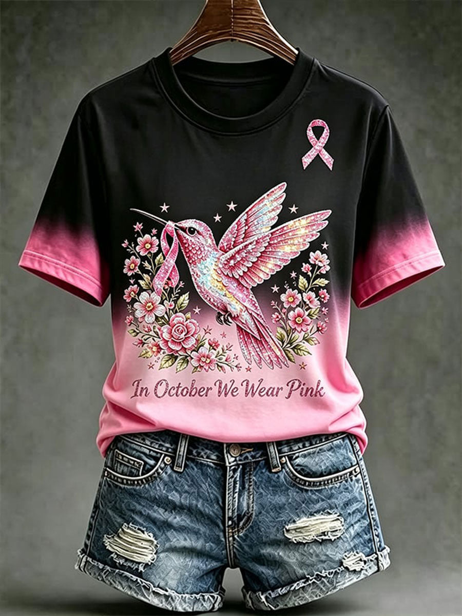 Frauen im Oktober Wir tragen Rosa Kurzarm T-Shirt