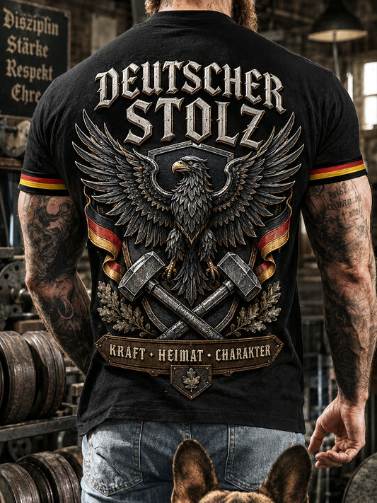 Retro-Deutsches kulturelles und künstlerisches Motiv lässiges T-Shirt